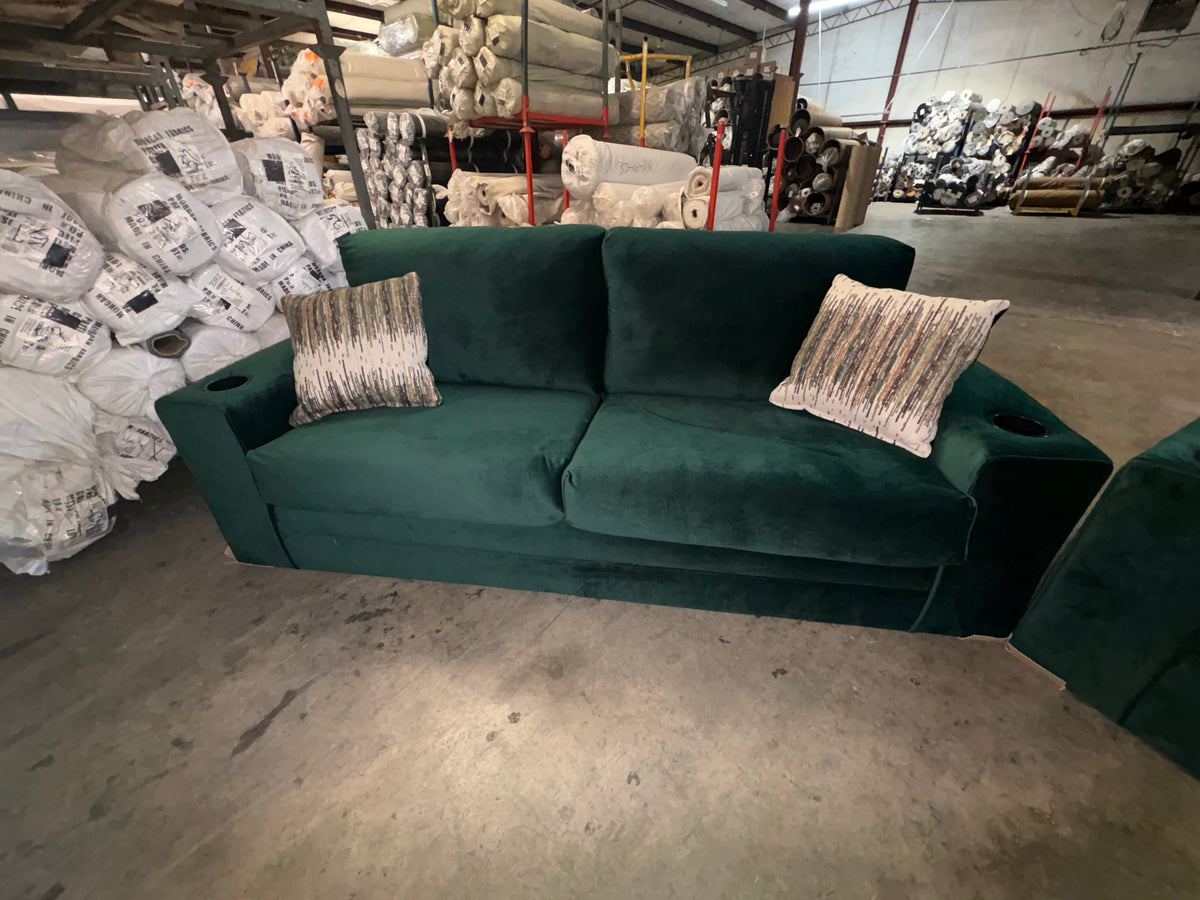 4200 Evergreen Velvet Sofa and Loveseat