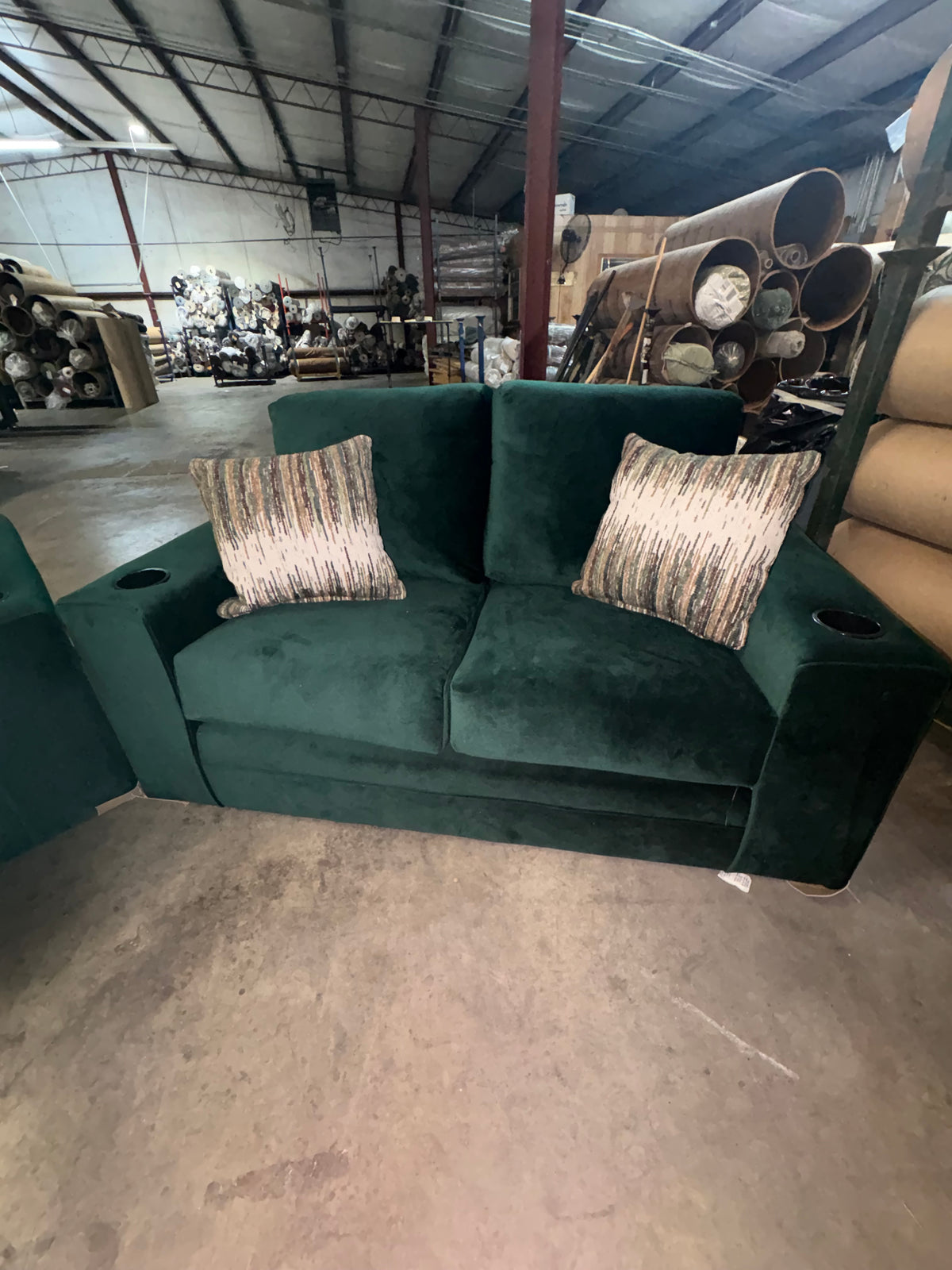 4200 Evergreen Velvet Sofa and Loveseat