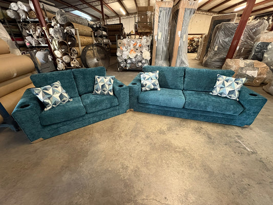 4200 Teal Sofa and Loveseat
