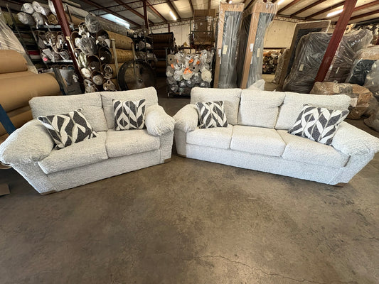 3600 Cream White Sofa and Loveseat