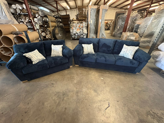 3600 Navy Blue Sofa and Loveseat