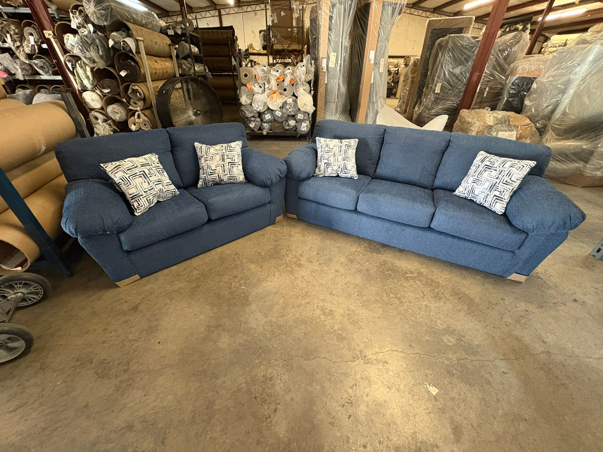 3600 Denim Blue Sofa and Loveseat