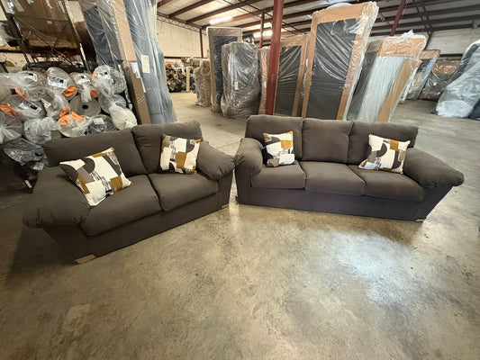 3600 Brown Sofa and Loveseat