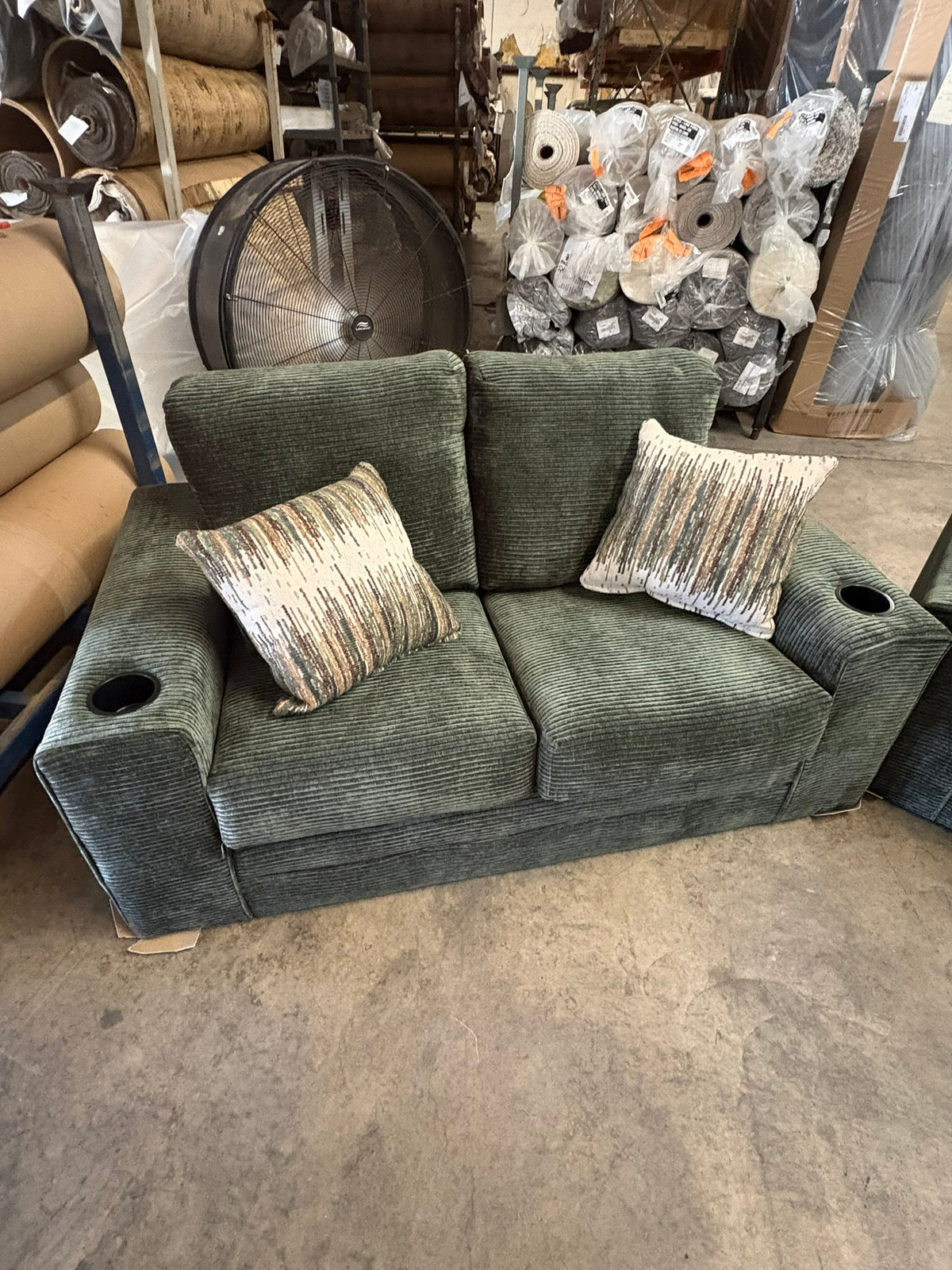 4200 Pine Green Sofa and Loveseat